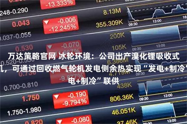 万达策略官网 冰轮环境：公司出产溴化锂吸收式制冷机，可通过回收燃气轮机发电侧余热实现“发电+制冷”联供