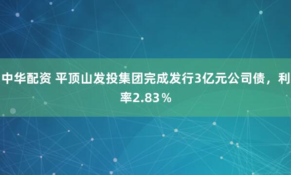 中华配资 平顶山发投集团完成发行3亿元公司债，利率2.83％