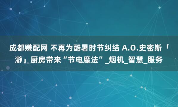 成都赚配网 不再为酷暑时节纠结 A.O.史密斯「瀞」厨房带来“节电魔法”_烟机_智慧_服务